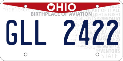 OH license plate GLL2422