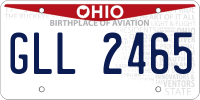 OH license plate GLL2465
