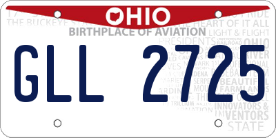 OH license plate GLL2725