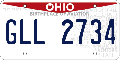 OH license plate GLL2734