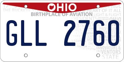 OH license plate GLL2760