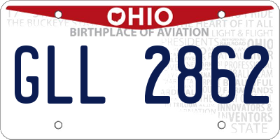 OH license plate GLL2862