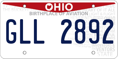 OH license plate GLL2892