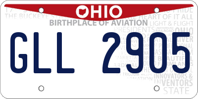 OH license plate GLL2905