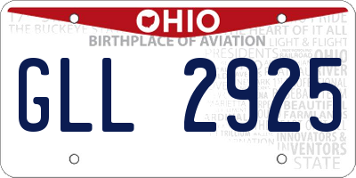 OH license plate GLL2925