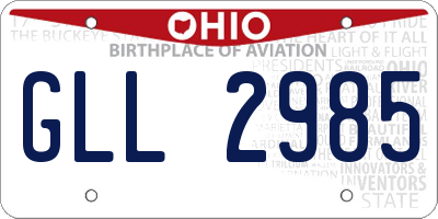 OH license plate GLL2985