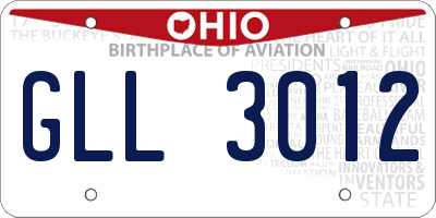 OH license plate GLL3012