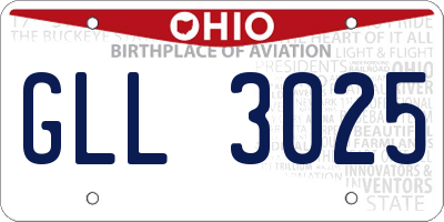OH license plate GLL3025