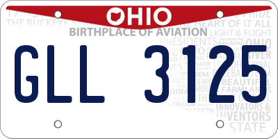 OH license plate GLL3125