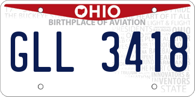 OH license plate GLL3418
