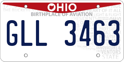 OH license plate GLL3463
