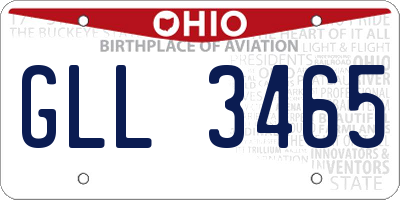 OH license plate GLL3465