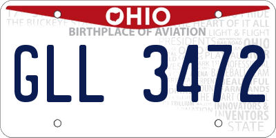 OH license plate GLL3472