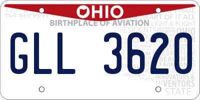 OH license plate GLL3620