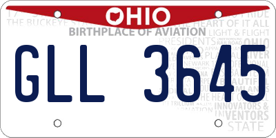 OH license plate GLL3645