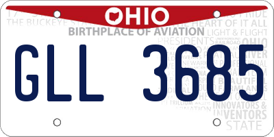 OH license plate GLL3685