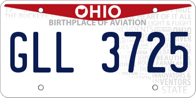 OH license plate GLL3725
