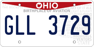 OH license plate GLL3729