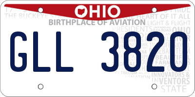 OH license plate GLL3820