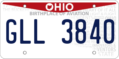 OH license plate GLL3840
