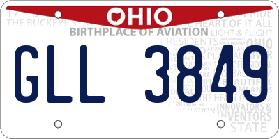OH license plate GLL3849