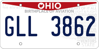 OH license plate GLL3862
