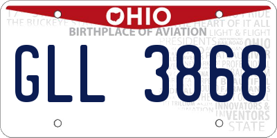 OH license plate GLL3868