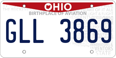 OH license plate GLL3869