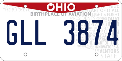 OH license plate GLL3874