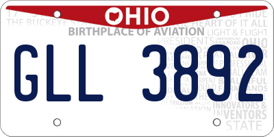 OH license plate GLL3892