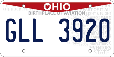 OH license plate GLL3920