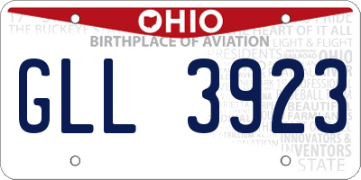 OH license plate GLL3923