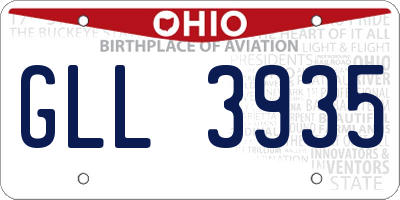 OH license plate GLL3935