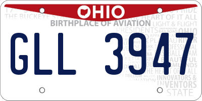 OH license plate GLL3947