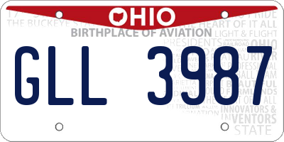 OH license plate GLL3987