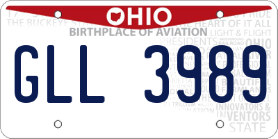 OH license plate GLL3989