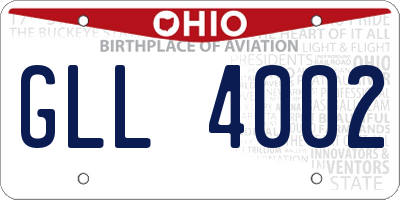 OH license plate GLL4002