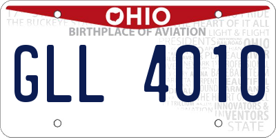 OH license plate GLL4010
