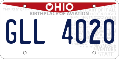 OH license plate GLL4020