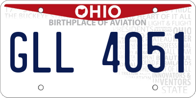 OH license plate GLL4051