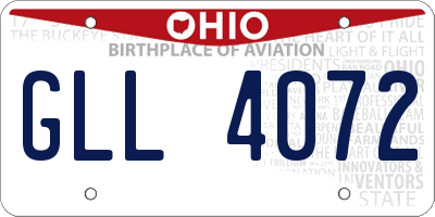 OH license plate GLL4072