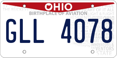 OH license plate GLL4078