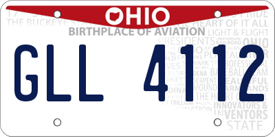 OH license plate GLL4112