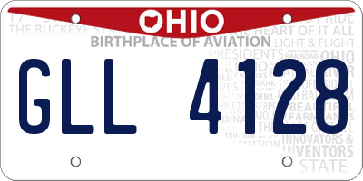 OH license plate GLL4128