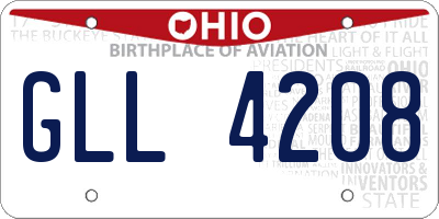 OH license plate GLL4208