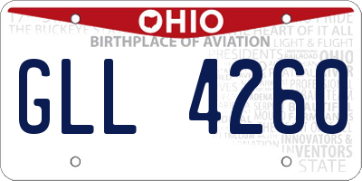 OH license plate GLL4260