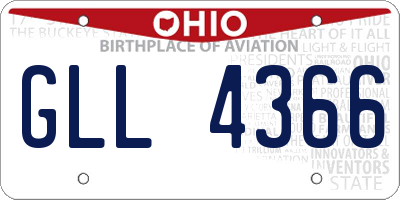OH license plate GLL4366