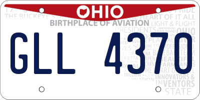OH license plate GLL4370