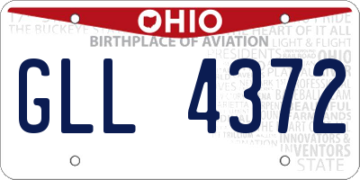 OH license plate GLL4372