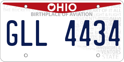OH license plate GLL4434